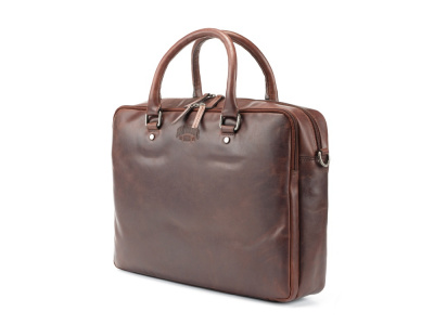 Сумка KLONDIKE DIGGER Earl, натуральная кожа в темно-коричневом цвете, 29 x 38 x 9 см