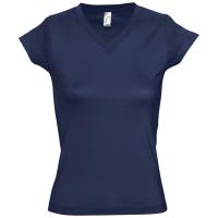 Каталог Футболка женская c V-образным вырезом Moon 150, темно-синяя (кобальт) от интернет-магазина «7 Сувениров»