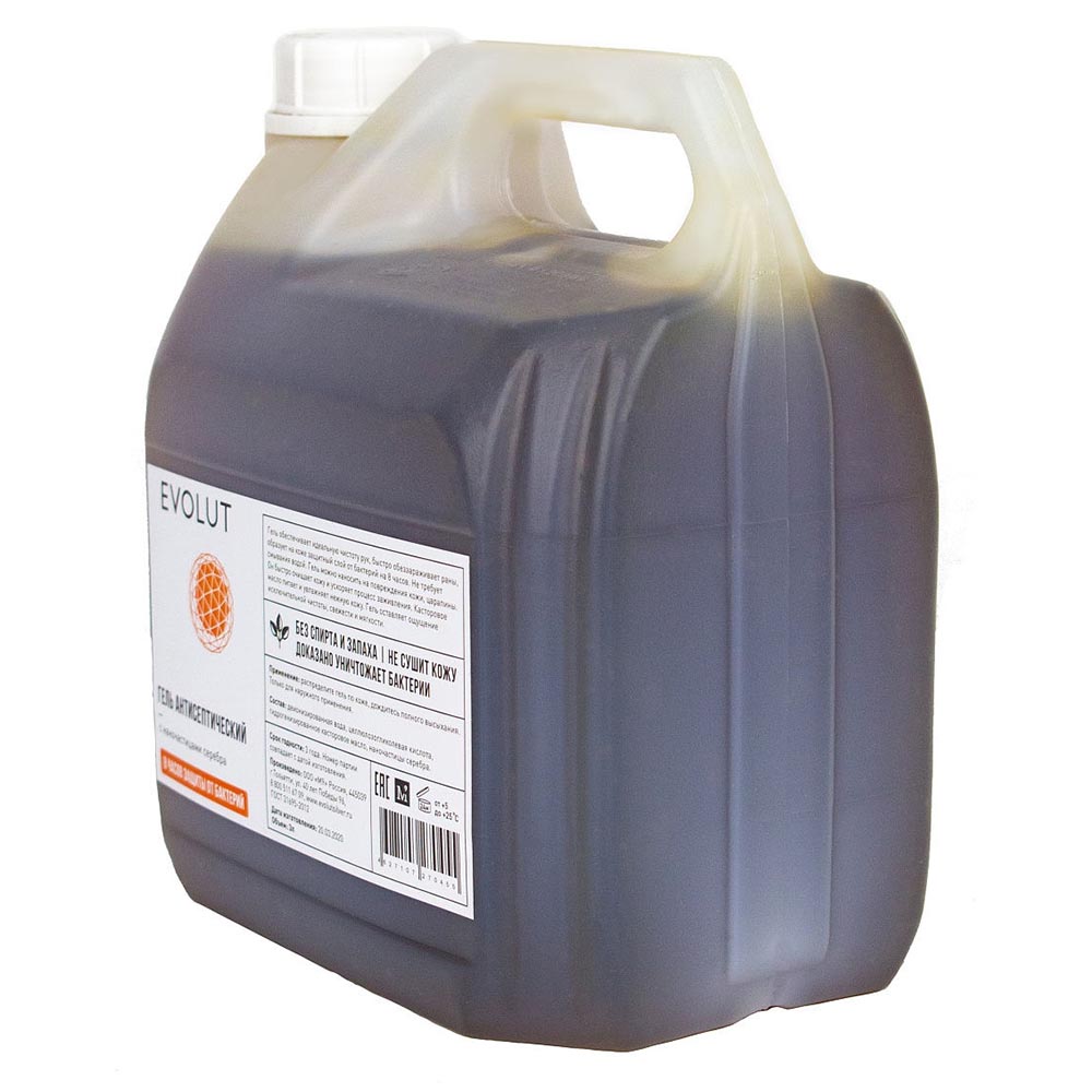 Каталог Антисептик для рук Evolut 3л с ионами серебра (гель без спирта) от интернет-магазина «7 Сувениров»