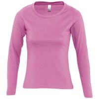 Каталог Футболка женская с длинным рукавом Majestic 150, розовая орхидея от интернет-магазина «7 Сувениров»