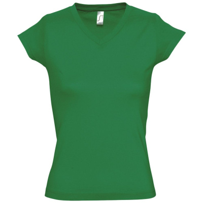 Футболка женская c V-образным вырезом Moon 150 ярко-зеленая, размер S