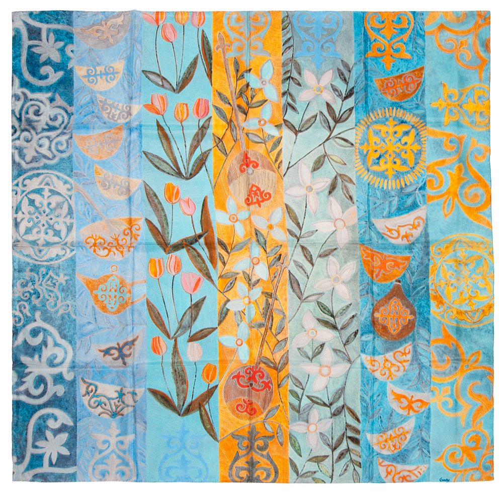 Каталог ПЛАТОК "ПРАЗДНИК ВЕСНЫ" 120х120 ШЕЛК от интернет-магазина «7 Сувениров»