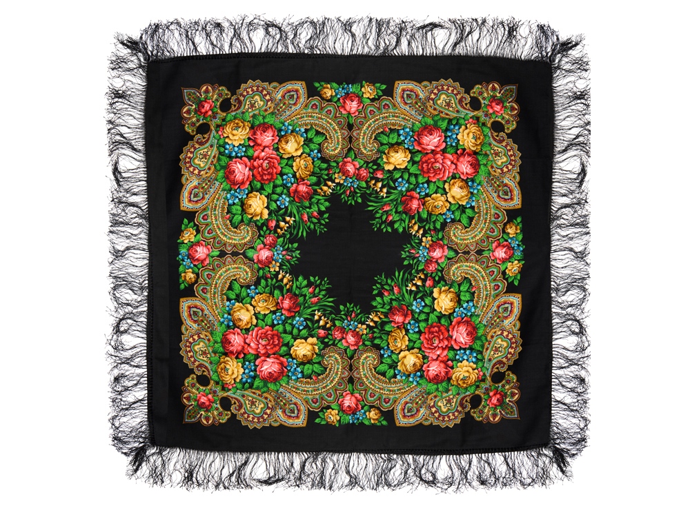 Павловопосадский платок, черный
