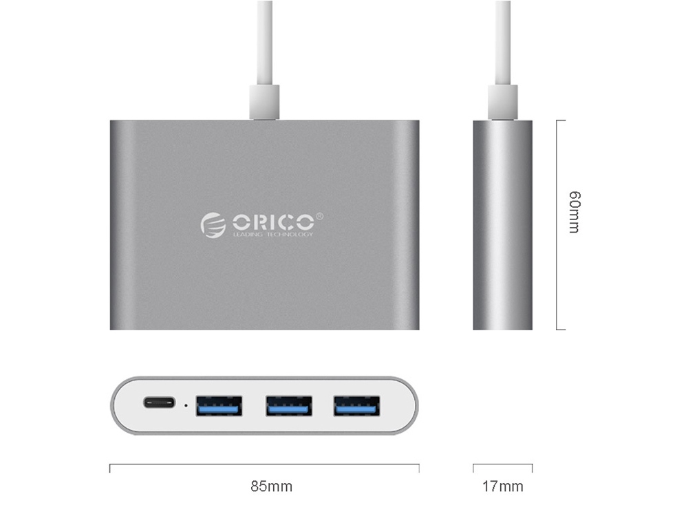 USB-концентратор Orico RC3A-SG (USB Type-C*1USB Type-A*3)/USB Type-C