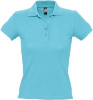 Каталог Рубашка поло женская People 210, бирюзовая от интернет-магазина «7 Сувениров»