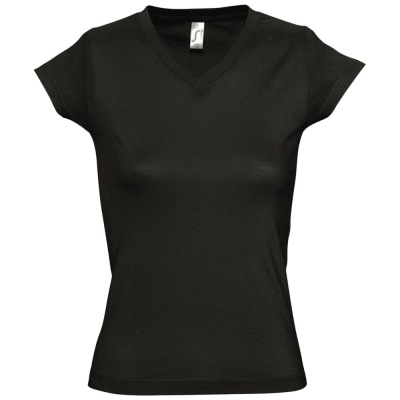Футболка женская c V-образным вырезом Moon 150 черная, размер XL
