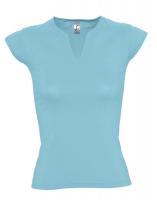 Каталог Футболка женская с оригинальным V-обр. вырезом MINT 170, бирюзовая от интернет-магазина «7 Сувениров»