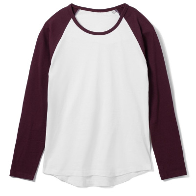 Футболка женская с длинным рукавом Milky LSL белая с бордовым, размер S