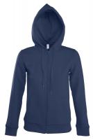 Каталог Толстовка женская на молнии с капюшоном Seven Women, темно-синяя от интернет-магазина «7 Сувениров»