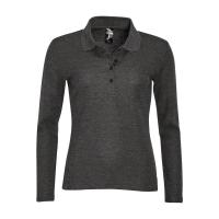Каталог Рубашка поло женская с длинным рукавом Podium черный меланж от интернет-магазина «7 Сувениров»