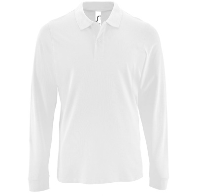Рубашка поло мужская с длинным рукавом Perfect LSL Men белая, размер S