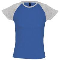 Каталог Футболка женская Milky 150, ярко-синяя с серым меланжем от интернет-магазина «7 Сувениров»