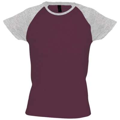 Футболка женская Milky 150, бордовая с серым меланжем, размер S