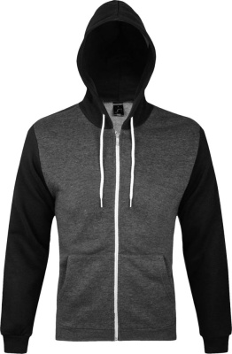 Толстовка на молнии Silver 280 серый меланж с черным, размер XS