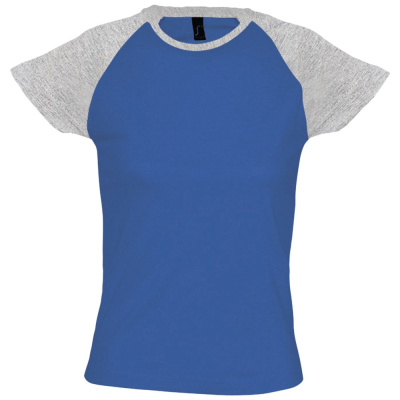 Футболка женская Milky 150, ярко-синяя с серым меланжем, размер S