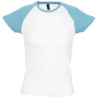 Каталог Футболка женская Milky 150, белая с голубым от интернет-магазина «7 Сувениров»