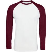 Каталог Футболка мужская с длинным рукавом Funky Lsl, белая с бордовым от интернет-магазина «7 Сувениров»