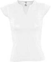 Каталог Футболка женская с оригинальным V-обр. вырезом MINT 170, белая от интернет-магазина «7 Сувениров»