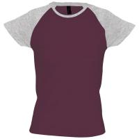 Каталог Футболка женская Milky 150, бордовая с серым меланжем от интернет-магазина «7 Сувениров»