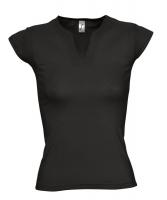 Каталог Футболка женская с оригинальным V-обр. вырезом MINT 170, черная от интернет-магазина «7 Сувениров»