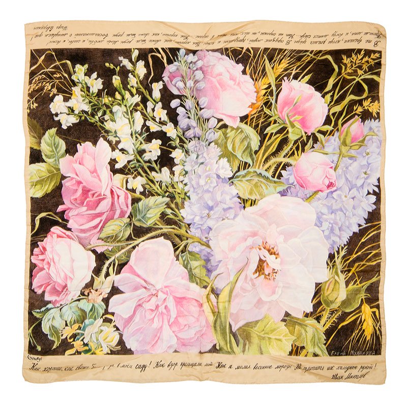 Каталог ПЛАТОК "БУКЕТ" 90х90 ШЕЛК от интернет-магазина «7 Сувениров»