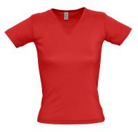 Каталог Футболка женская LADY 220 с V-обр. вырезом, красная от интернет-магазина «7 Сувениров»