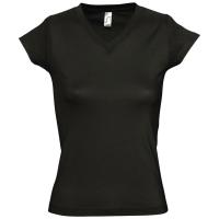 Каталог Футболка женская c V-образным вырезом Moon 150, черная от интернет-магазина «7 Сувениров»