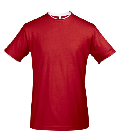 Каталог Футболка мужская с контрастной отделкой Madison 170, красный/белый от интернет-магазина «7 Сувениров»
