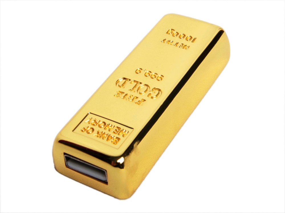 USB-флешка на 4 Гб в виде слитка золота, золотой USB-флешка на 4 Гб в виде слитка золота, золотой
