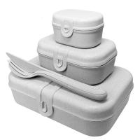 Каталог Набор ланчбоксов со столовыми приборами Pascal Organic, серый от интернет-магазина «7 Сувениров»