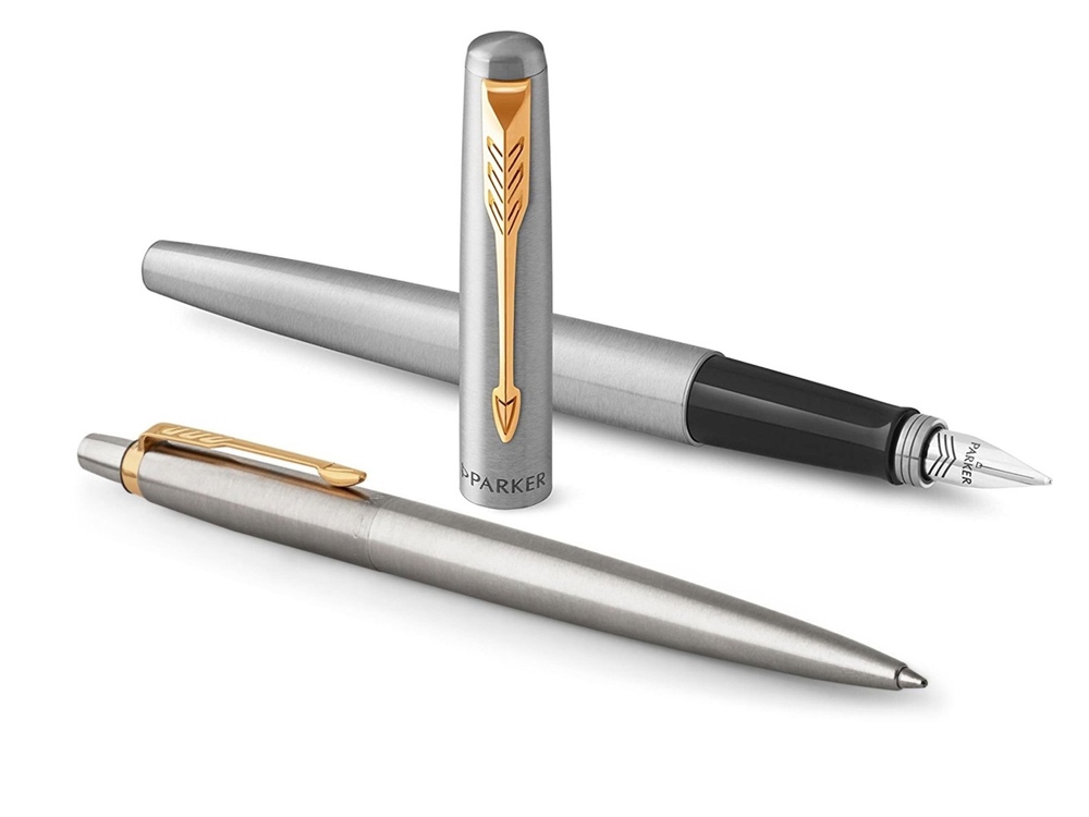 Набор Parker Jotter Core Stainless Steel GT: ручка шариковая, ручка перьевая