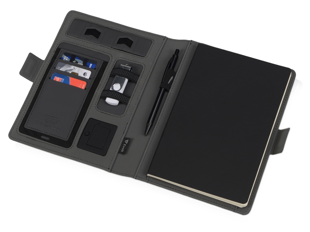 Органайзер с беспроводной зарядкой 5000 mAh Powernote, темно-серый Органайзер с беспроводной зарядкой 5000 mAh Powernote, темно-серый