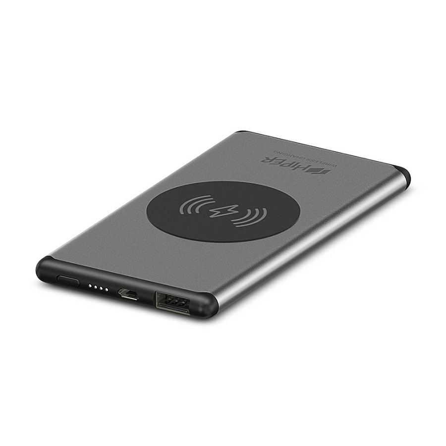 Универсальный аккумулятор NANO V Silver 5000 мАч, с беспроводной зарядкой в алюминиевом корпусе Универсальный аккумулятор NANO V Silver 5000 мАч, с беспроводной зарядкой в алюминиевом корпусе