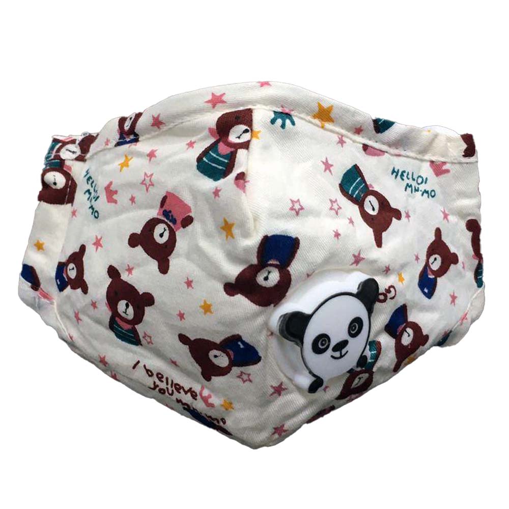 Каталог Маска из хлопка многоразовая детская с принтом 'Мишка' с клапаном (фильтр PM 2.5 в комплекте) от интернет-магазина «7 Сувениров»
