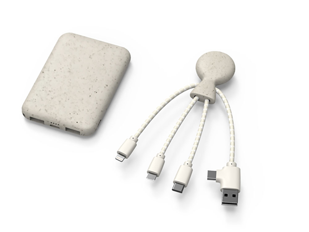Портативное зарядное устройство BioPack c кабелем Mr. Bio, 5000 mAh, белый Портативное зарядное устройство BioPack c кабелем Mr. Bio, 5000 mAh, белый
