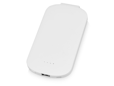 Портативное зарядное устройство Pin на 4000 mAh с большой площадью нанесения и клипом для крепления к одежде или сумке, белый Портативное зарядное устройство Pin на 4000 mAh с большой площадью нанесения и клипом для крепления к одежде или сумке, белый