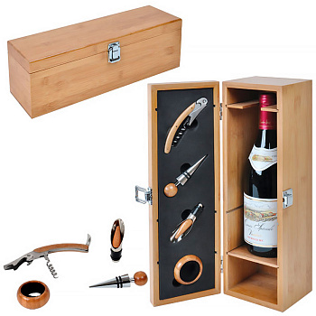 Каталог Футляр для бутылки с винными принадлежностями (4 предмета) от интернет-магазина «7 Сувениров»